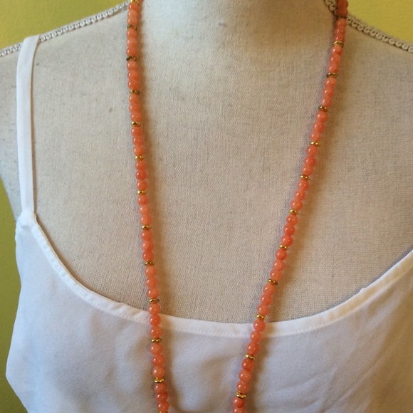 Barse NWT Coral Stone Long Necklace w/Tassel - Picture 2 of 5